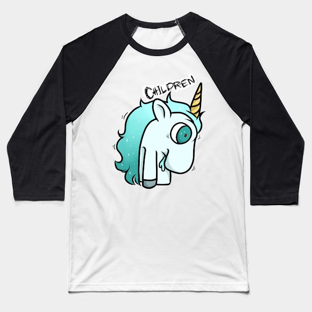 Unicorn Horse Baseball T-Shirt by MurderBeanArt